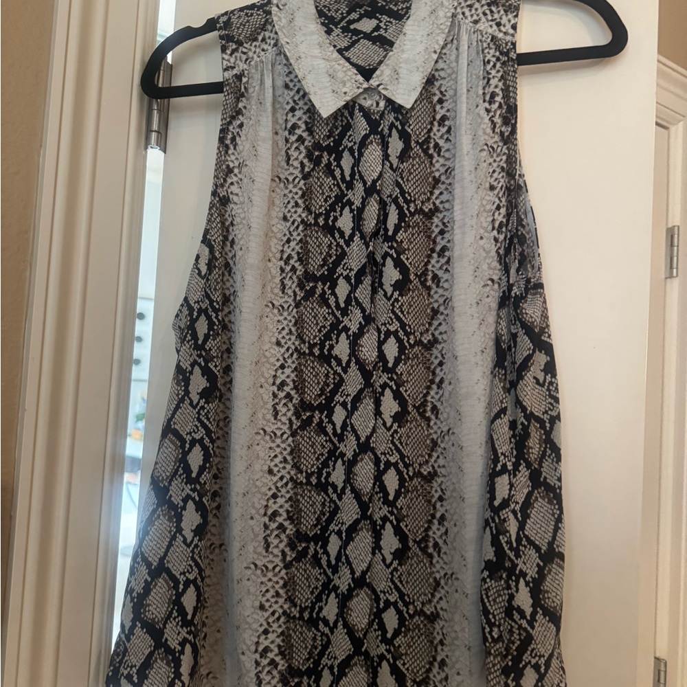 Joie Silk Feeling Snakeskin Beige and Black Patterned Top